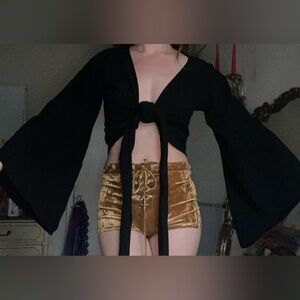 Aya Sacred Wear Black Bell Sleeve Top